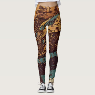 Leggings Élégance vintage : Steampunk Airship Adventure