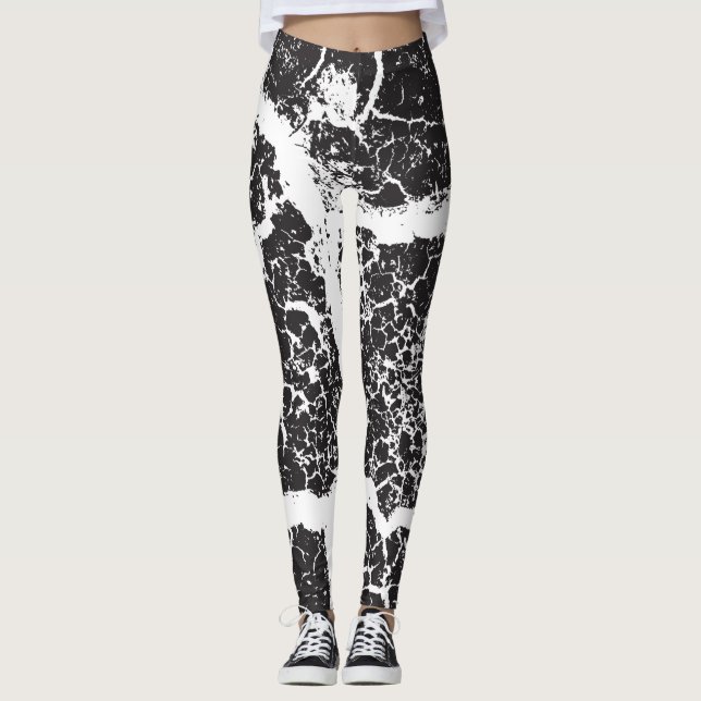 Leggings Elégant art moderne noir blanc (Devant)