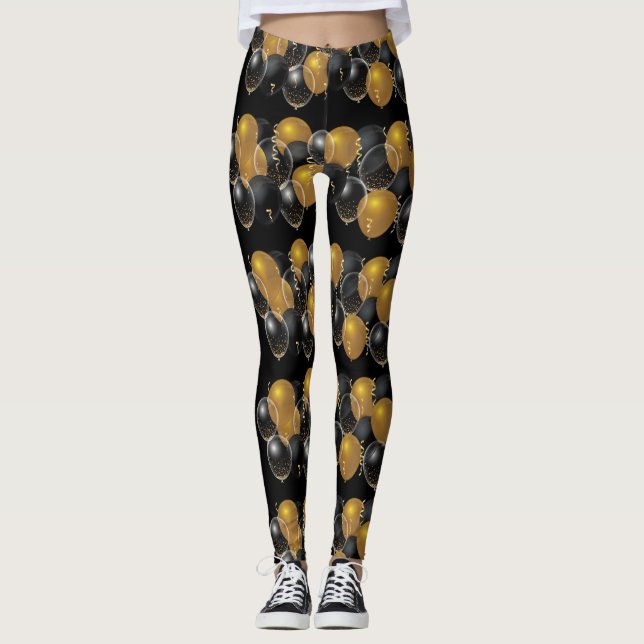 Leggings Elégant Black Balloons Or Confetti (Devant)