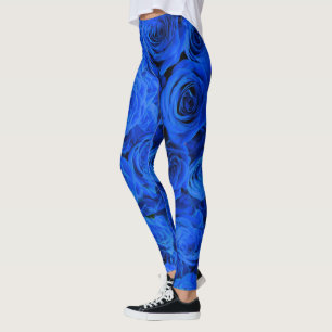 Leggings Elégant bleu rose bleu fleurs bleu bleu bleu flora