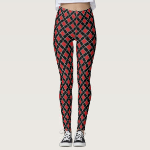 Leggings Élégant carreaux noir rouge