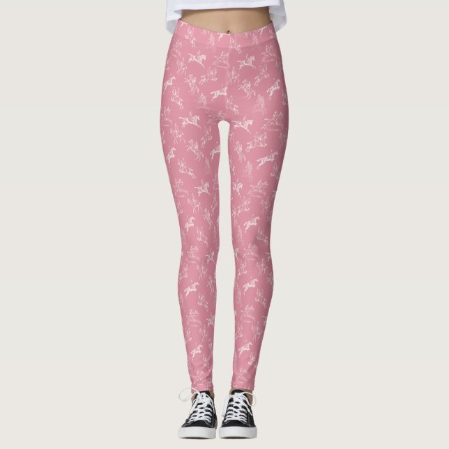 Leggings Élégant cheval blanc rose Vintage (Devant)