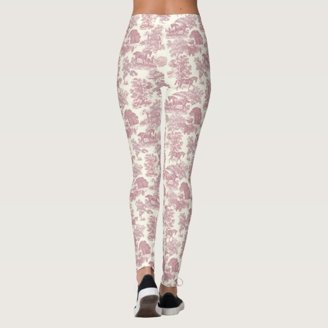 Leggings Elégant Chic Girly Rose Horses Toile (Dos)