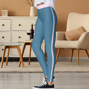 Leggings Élégant Classique Personnalisé Rayures Bleu Ardois