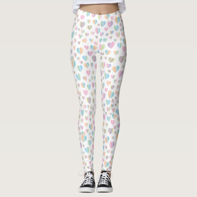 Leggings Elégant Cute Colorful Heart Motif Design (Devant)