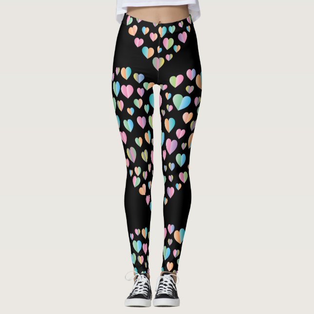 Leggings Elégant Cute Colorful Heart Motif Design (Devant)
