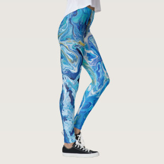 Leggings Élégant Dentelle Fou Agate 6 - Bleu Océan