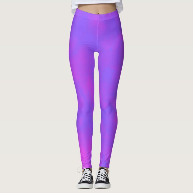 Leggings Elégant effet nuage tempête bleu rose (Devant)