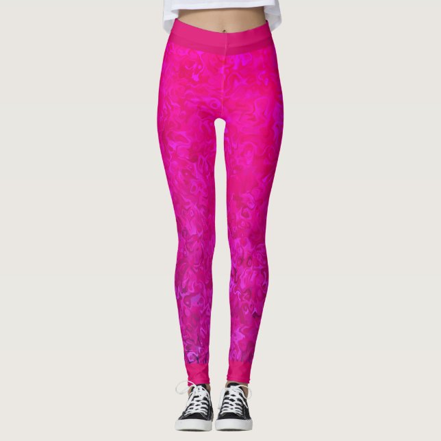 Leggings Elégant et moderne fuschia rose abstrait dégradé (Devant)