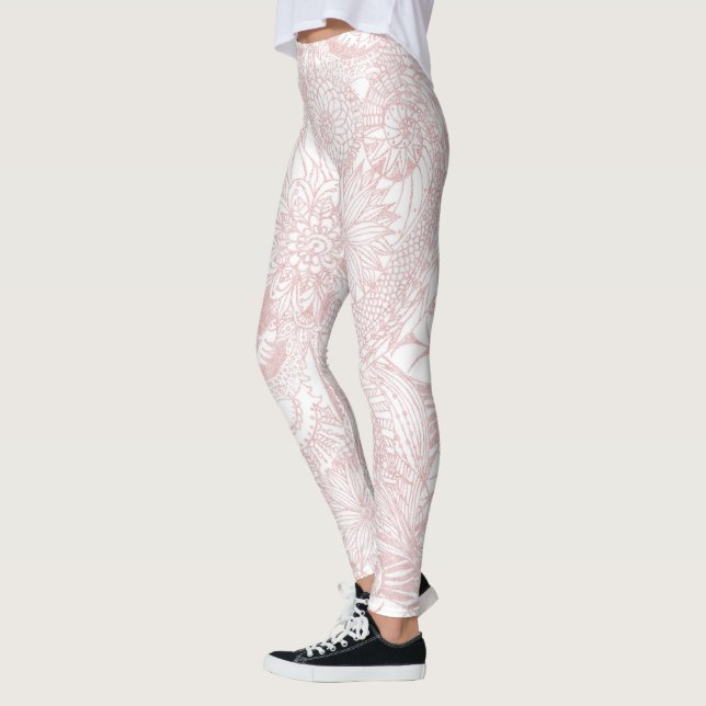 Leggings Elégant faux rose or design de mandala floral (Gauche)