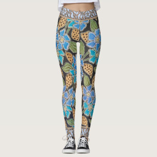 Leggings Élégant Fleur Bleu Périwinkle Floral Classic