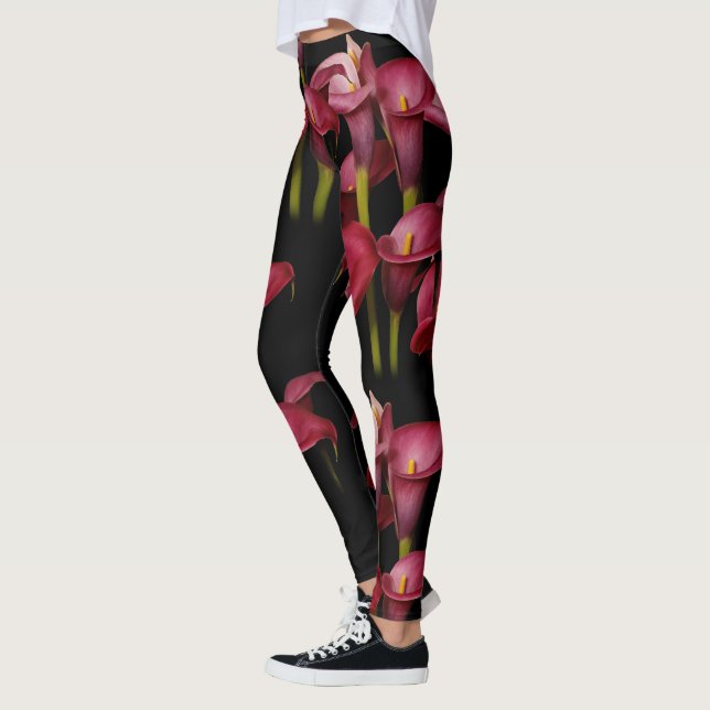 Leggings Élégant Floral Purple Calla Lilies (Gauche)