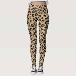 Leggings Elegant Gold Glitter Black Leopard