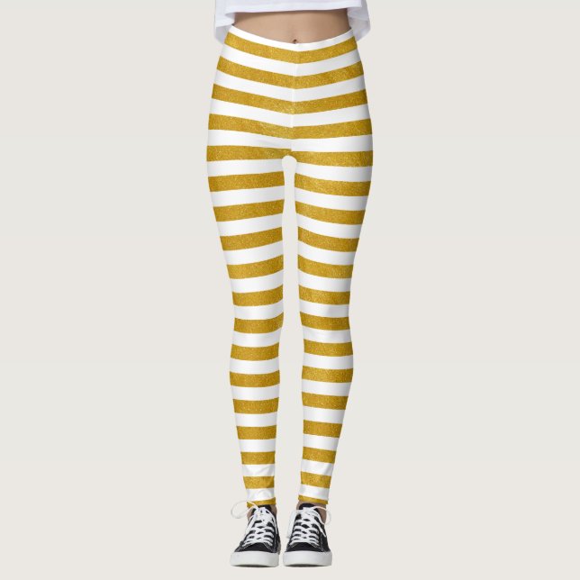 Leggings Elegant Gold Stripe - Personnalisation de votre co (Devant)