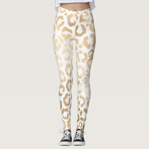 Leggings Elegant Gold White Leopard Cheetah Animal Print