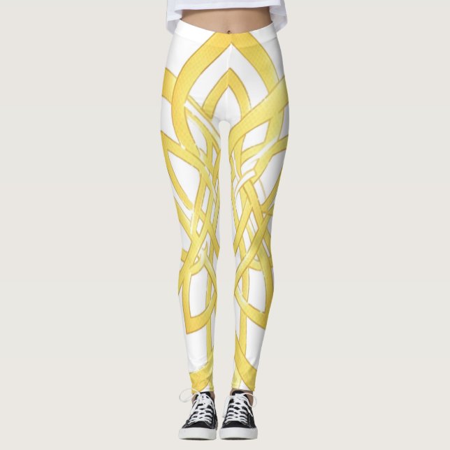 Leggings Elegant Golden Ornamental Pattern Design (Devant)