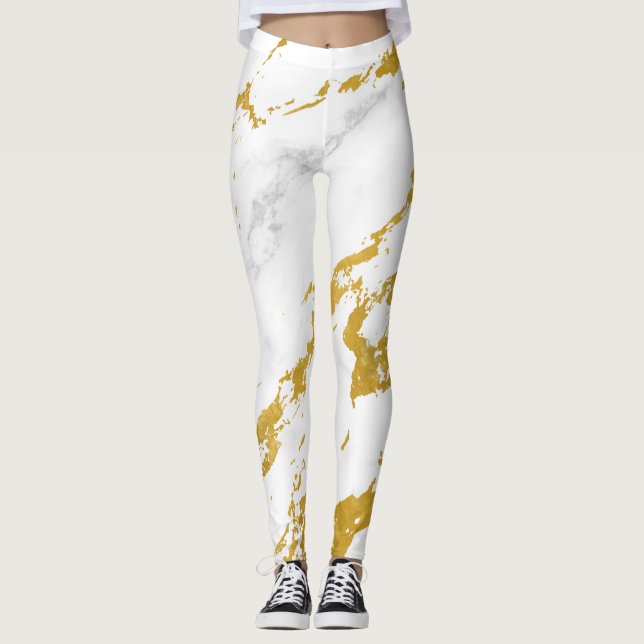 Leggings Elegant Marble6 - Gold and White (Devant)