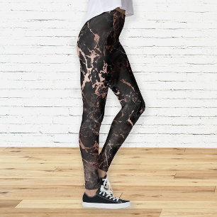 Leggings Elégant marbre noir Rose or