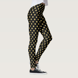 Leggings Elégant Motif à points Polka Gold Foil - Or et n
