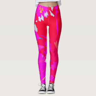 Leggings Élégant Motif Abstrait rose