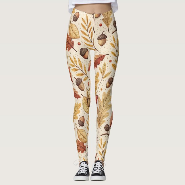 Leggings Élégant Motif Automne (Devant)