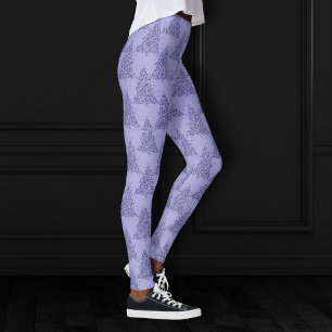 Leggings Élégant Motif d'arbre   Charmante Lavande Noël