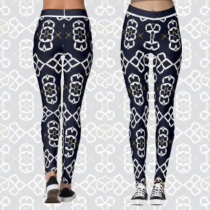 Leggings Elégant Motif géométrique Abstrait en bleu marine