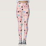 Leggings Elégant motif géométrique rose pourpre menthe noir<br><div class="desc">Design géométrique moderne et coloré avec triangles motif et arrière - plan rose vif.</div>