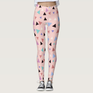 Leggings Elégant motif géométrique rose pourpre menthe noir