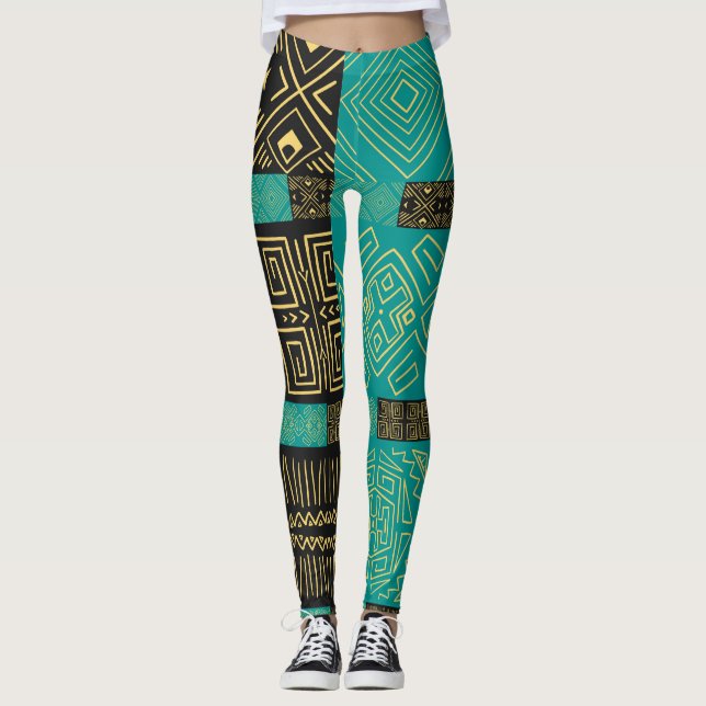 Leggings Élégant Motif géométrique Tribal Africain (Devant)