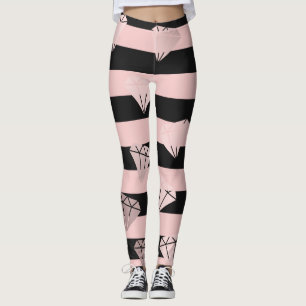 Leggings Élégant motif rose  en bande de diamant
