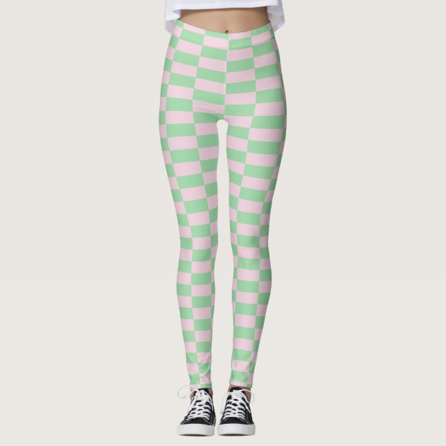 Leggings Élégant Motif rose  vert (Devant)