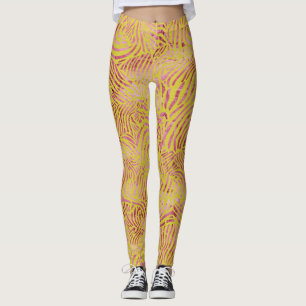 Leggings Élégant motif zèbre or et rose poudré