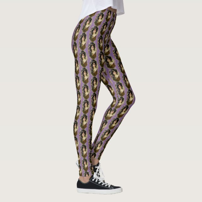 Leggings Elégant Mucha Style Portrait d'une belle femme (Droite)