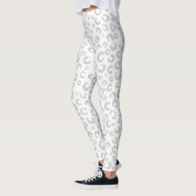 Leggings Élégant Parties scintillant d'argent Motif Leopard (Gauche)