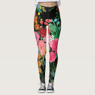 Leggings Elegant Pink watercolor Floral Bouquet Design