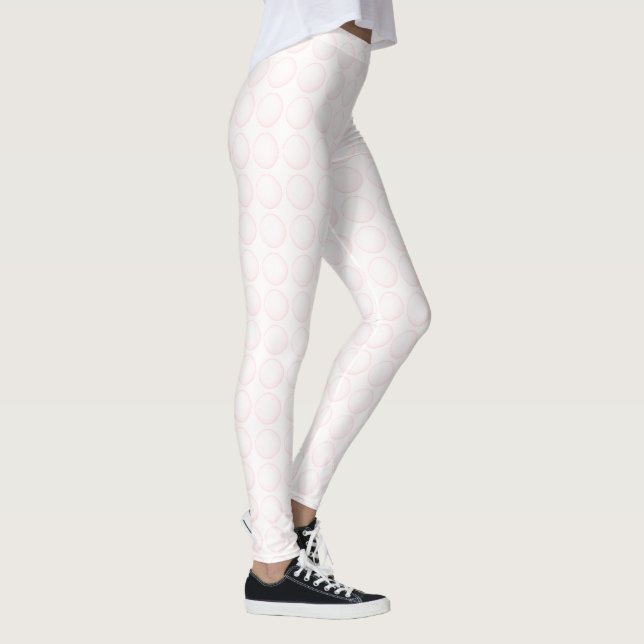 Leggings Élégant point Polka blanc avec Touche rose (Droite)