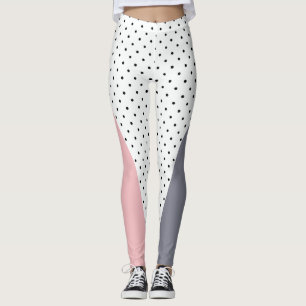 Leggings Élégant pois géométrique violet rose pastel