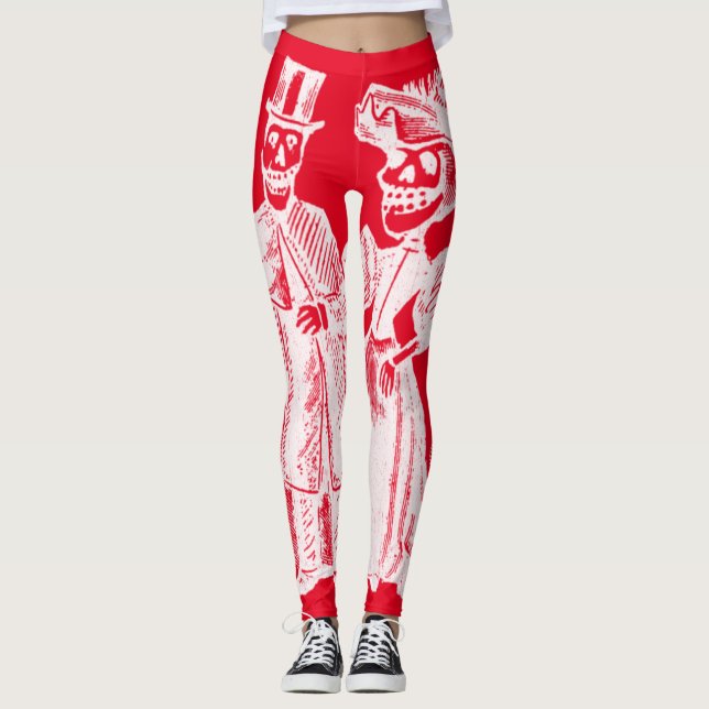 Leggings Elégant Posada Couple Skeletons Bones Blanches Ed. (Devant)