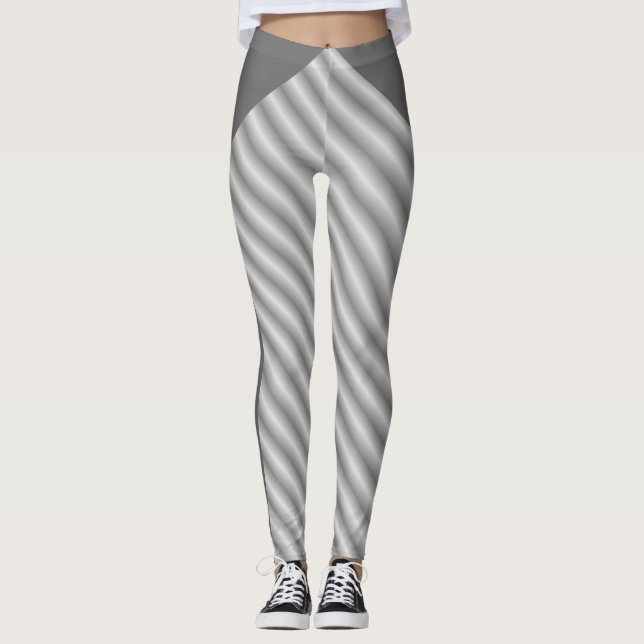 Leggings Élégant rayé blanc argenté (Devant)