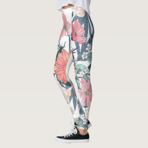 Leggings Elégant rose Fleurs Aquarelle Floral