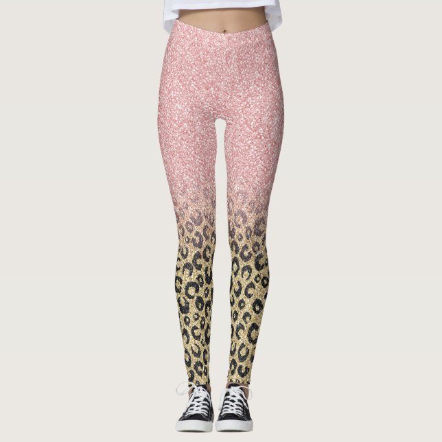 Leggings Élégant Rose Parties scintillant or Empreinte de l (Devant)