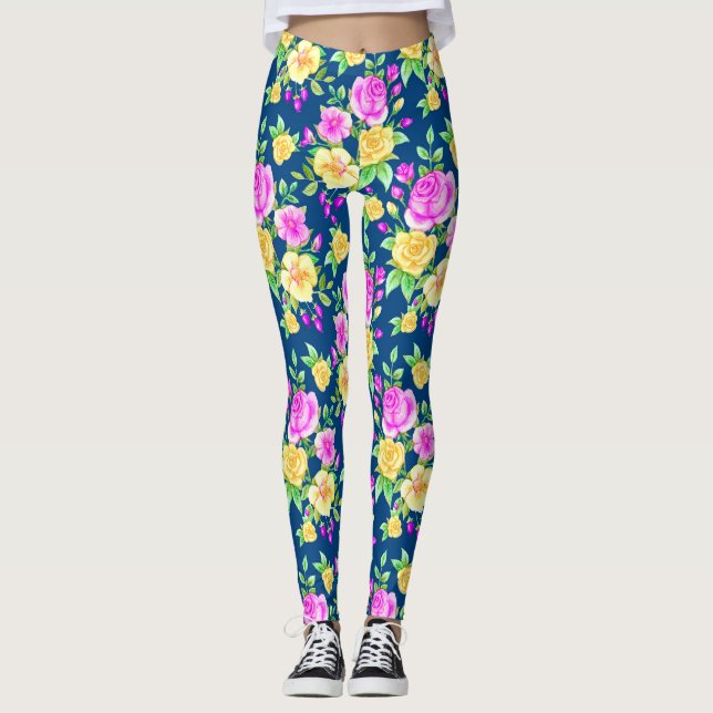 Leggings Élégant rose rose rose rose jaune rose (Devant)
