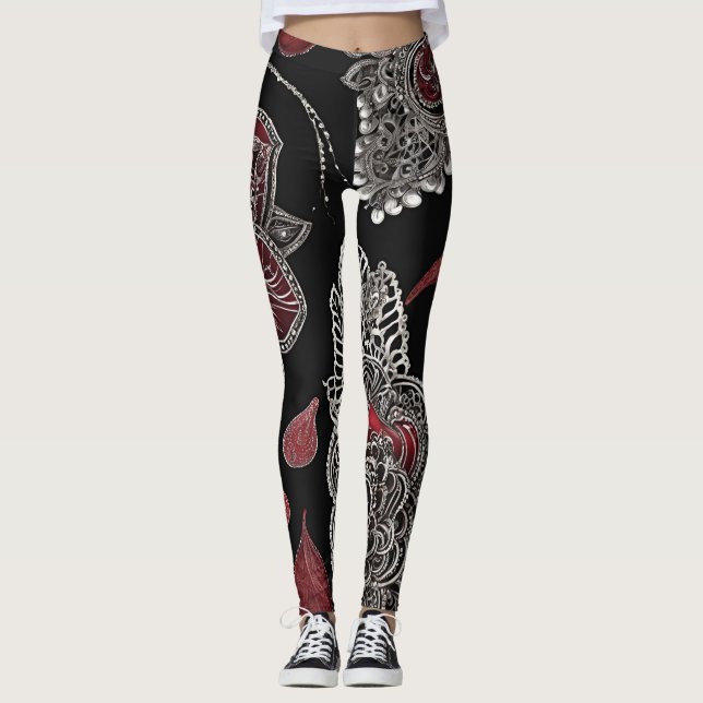 Leggings Elegant victorian lace & gothic crimson  AI art  (Devant)