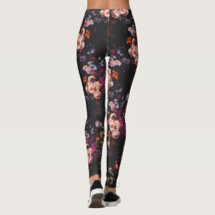 Leggings Élégant Vintage foncé Moody Bourgogne Floral