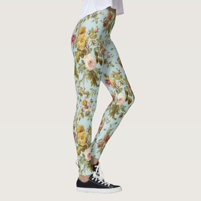 Leggings Élégant Vintage rose Roses Motif (Droite)