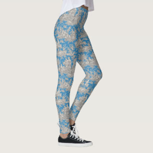 Leggings Elégant vintage turquoise turquoise toile de jouy