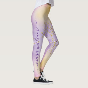 Leggings Élégant violet Noël Personnalisé Monogramme
