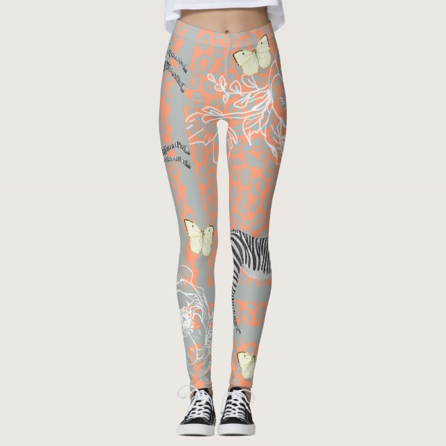 Leggings Élégante Cantaloupe Eclectique Moderne Orange (Devant)