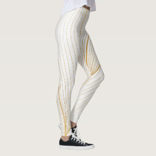 Leggings Elégante collection de ligne Feuille or blanc mode